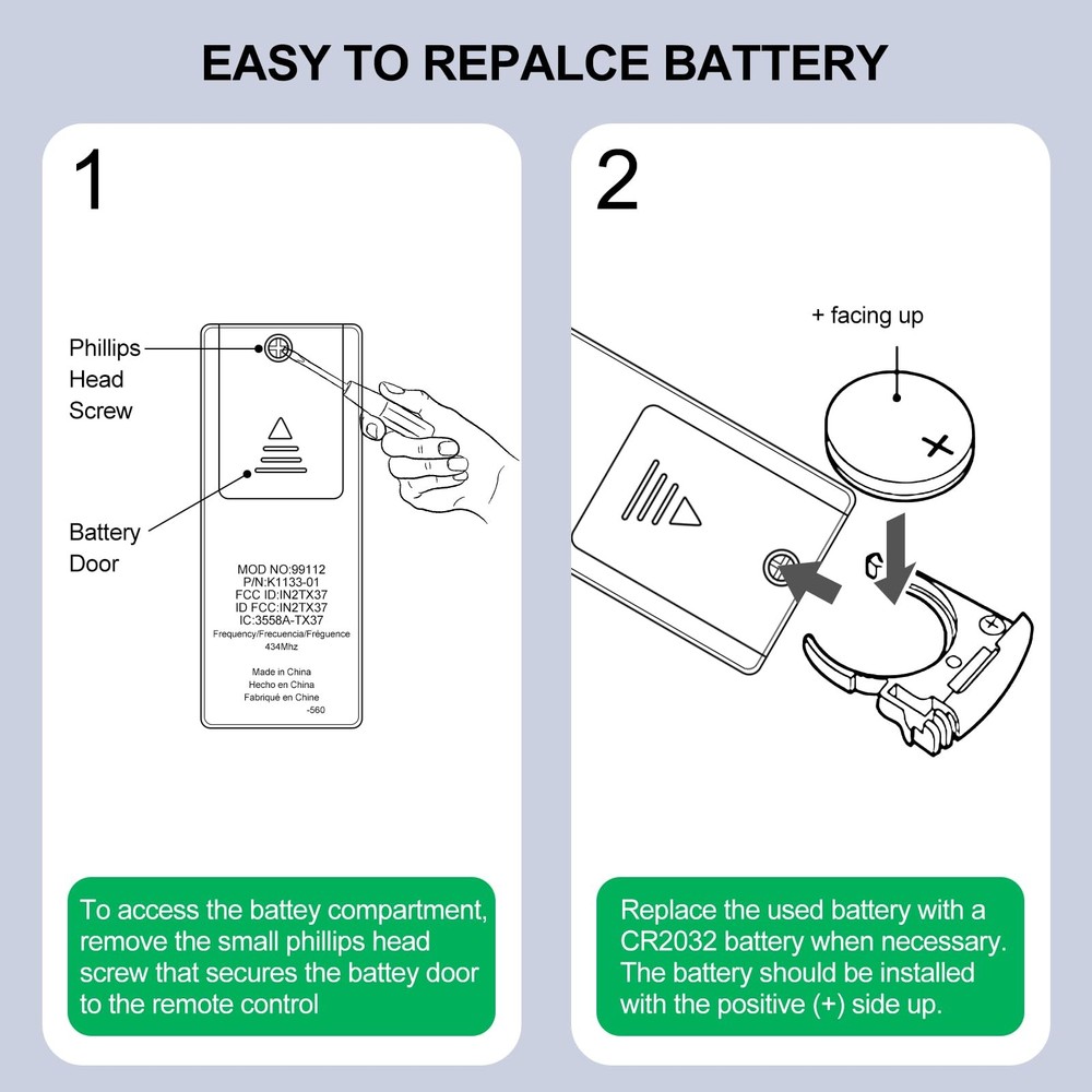 Ceiling Fan Light Remote Control for Hampton Bay 340 887 with Receiver Kit, U...