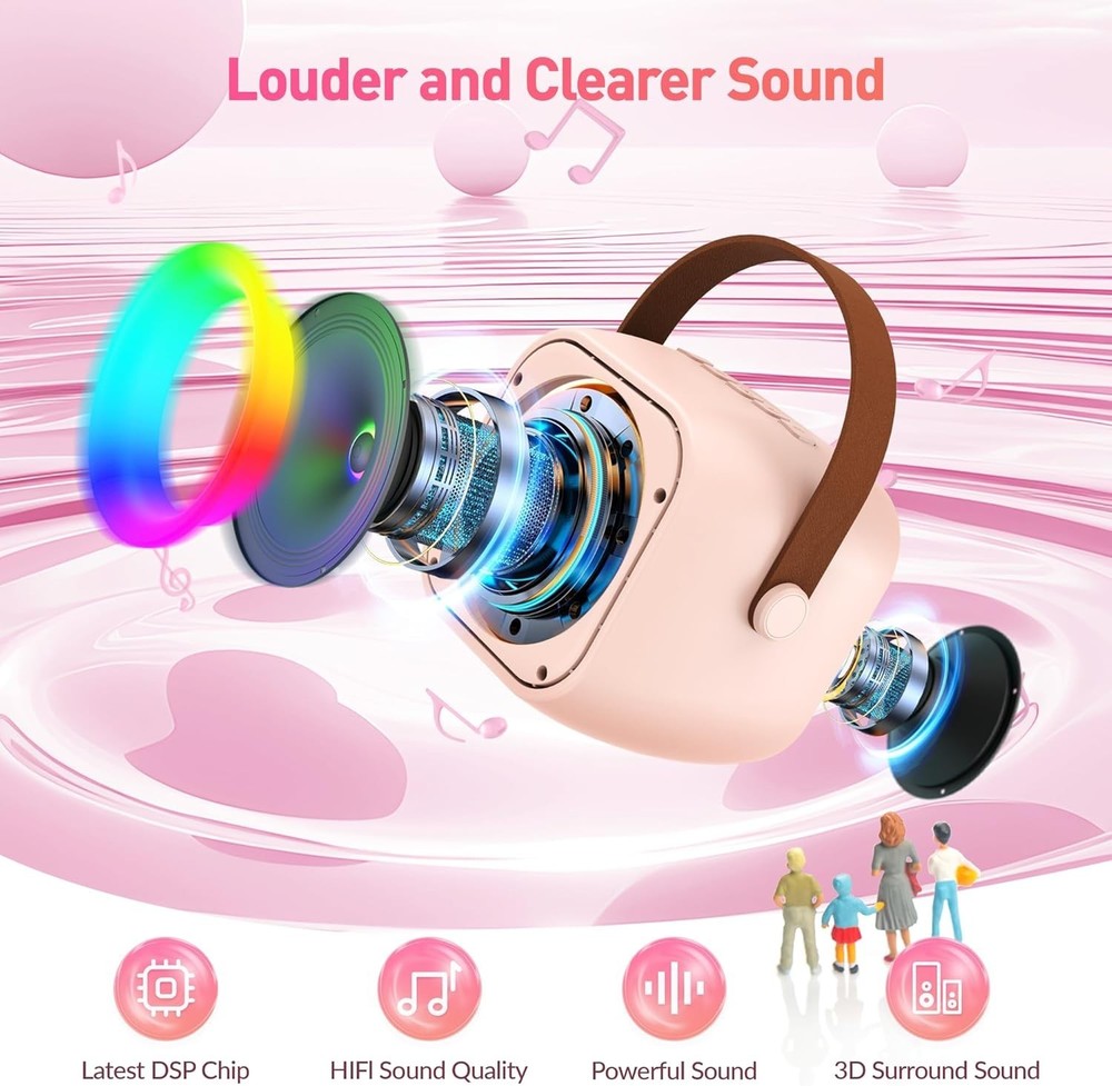 2 PACK! Wireless Mini Karaoke Machine with 2 Microphones Bluetooth Speaker - NEW