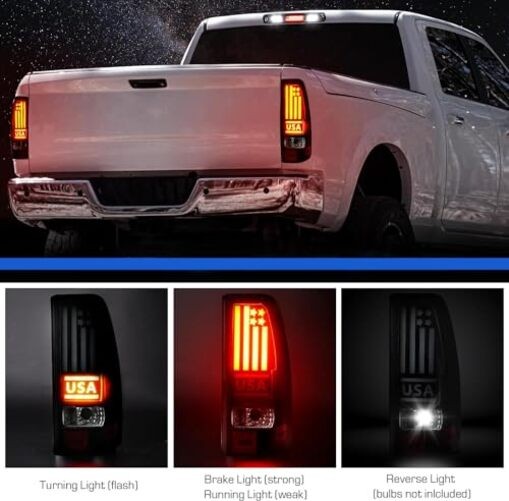 LED Tail Light + 3rd Brake Tail Lights with 3rd Brake Light U.S. Flag Pattern