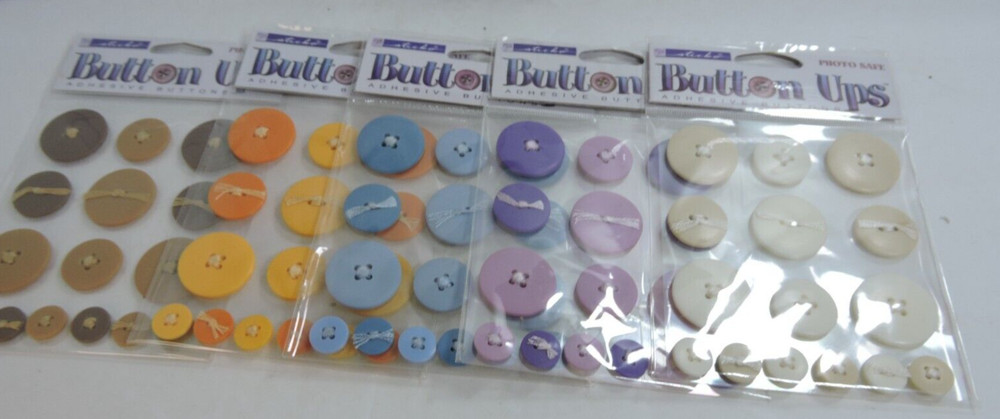 Sticko Button Ups Adhesive Buttons 5 packages different colors