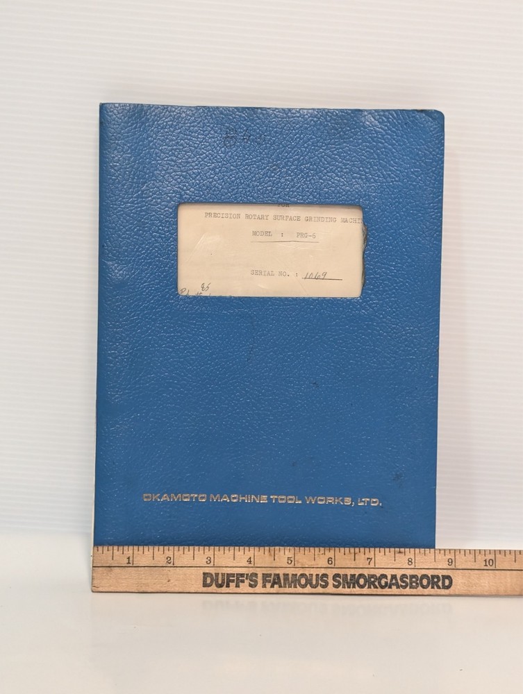 Okamoto Precision Surface Grinder PRG-6 Handling Instructions Manual