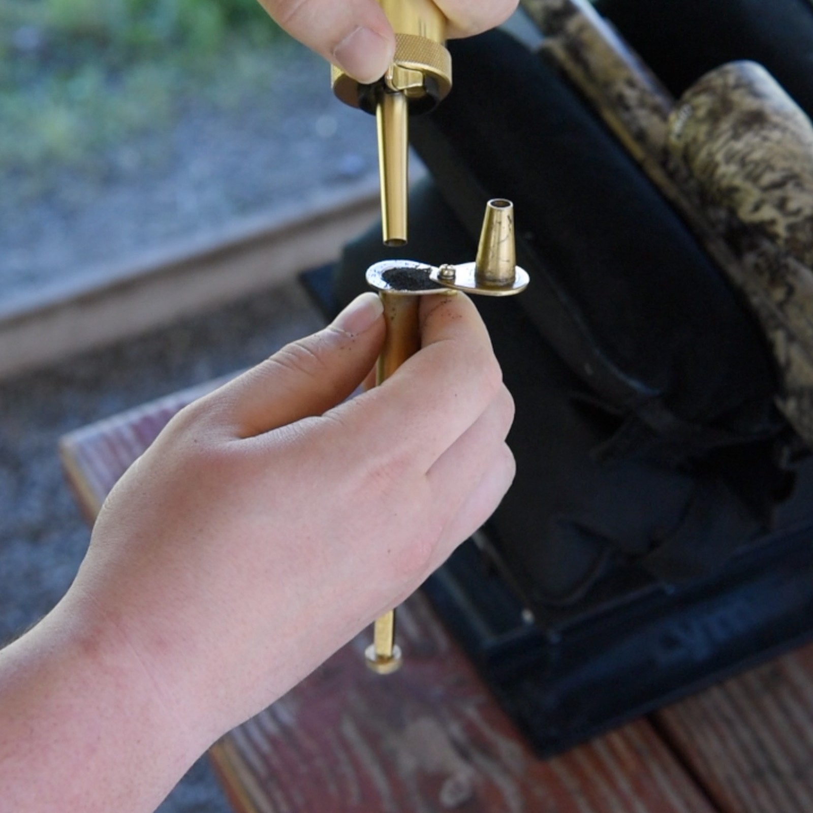 Muzzle-Loaders Brass Powder Measure - Adjustable up to 120 Grains - Black