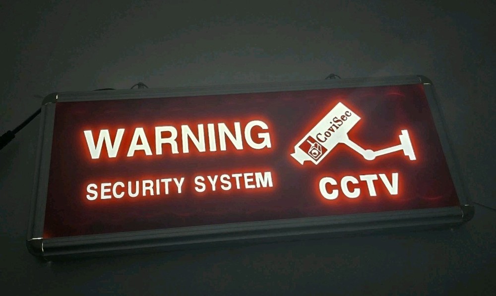 CCTV Warning Security System Lighted Security Camera Sign No Power Supply