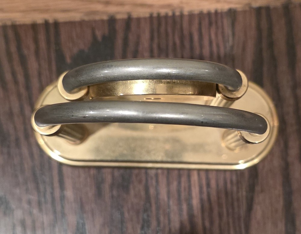 Vintage Regency Solid Brass Gimbal Table Clock Used