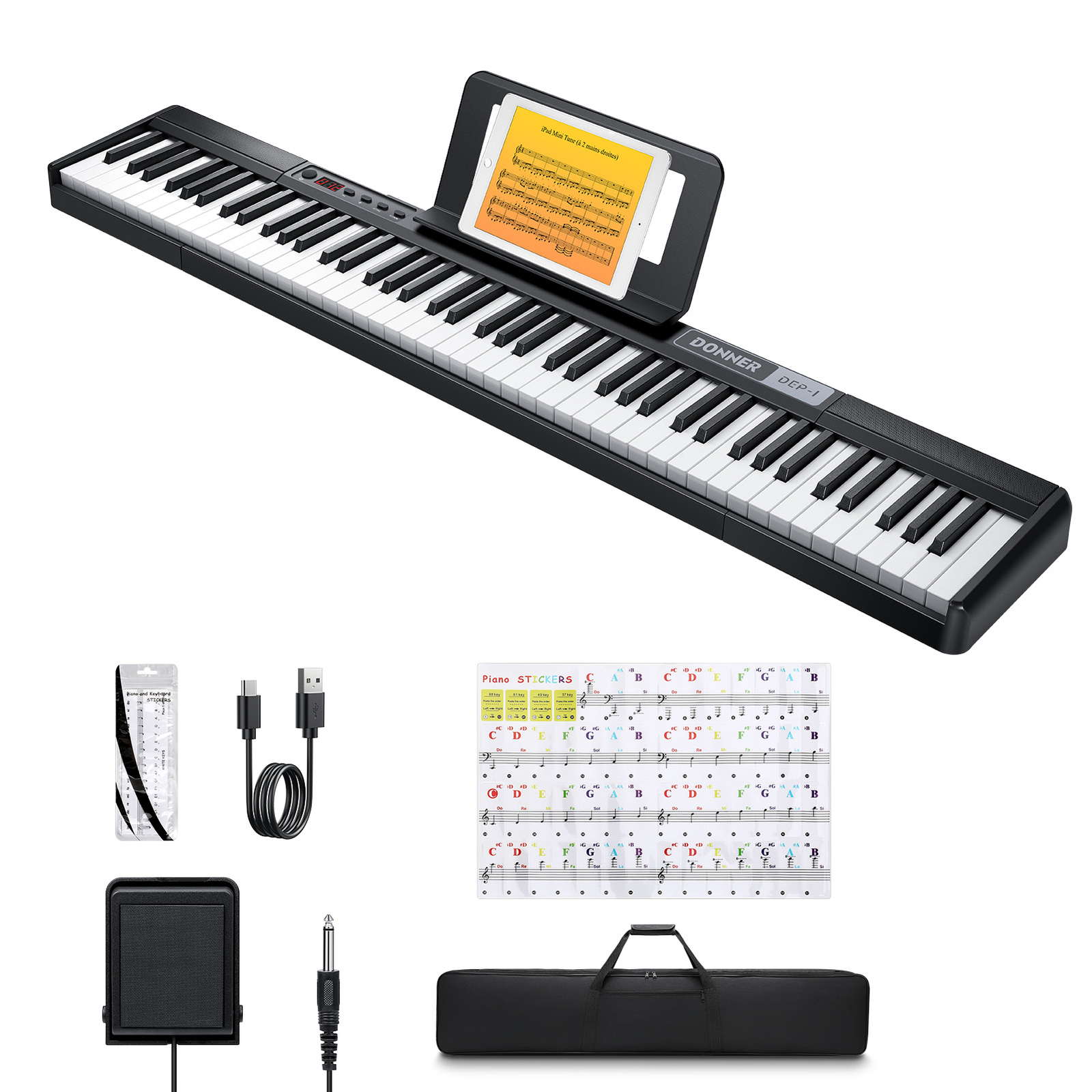 Donner DEP-1 Digital Piano 88 Key Portable Piano With Sustain Pedal Carry Case