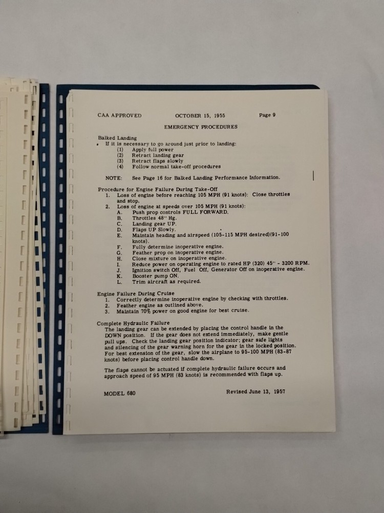 Aero Commander Model 680 Flight Manual-Original