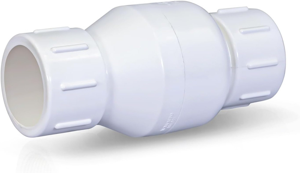 PVC Inline Check Valve for Backflow Prevention 1-1/2'' Solvent Connections White