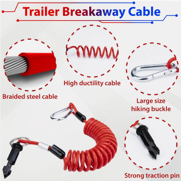 4 ft Trailer Breakaway Switch Cable for RV Electric Brake