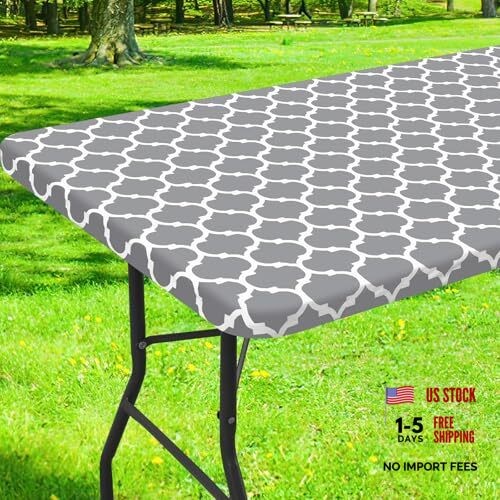 Rectangle Picnic Table Cover, Waterproof Elastic 72" x 30" (Rectangular) Grey