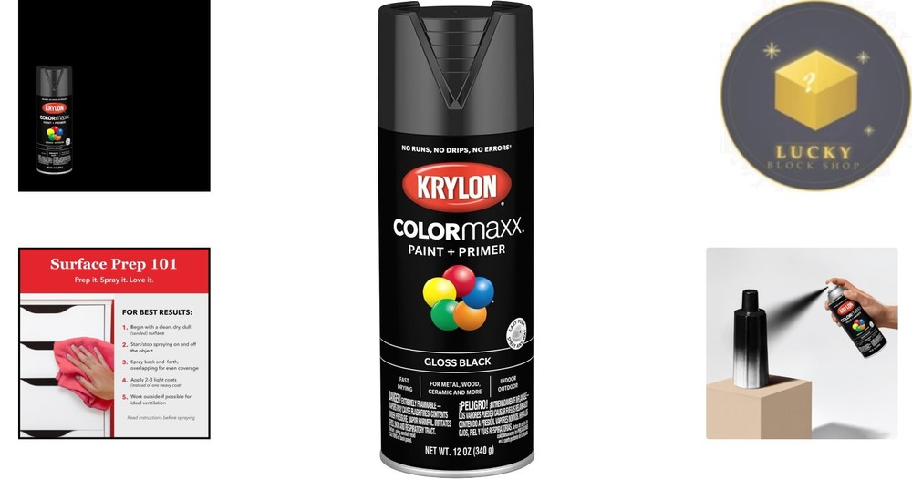 Versatile Rust Resistant Gloss Black Spray Paint - 12 Oz for Multiple Surfaces