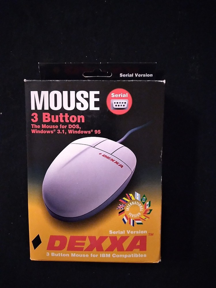 Vintage DEXXA MOUSE 3 button for IBM compatible M-SAP49 Serial Version OPEN BOX