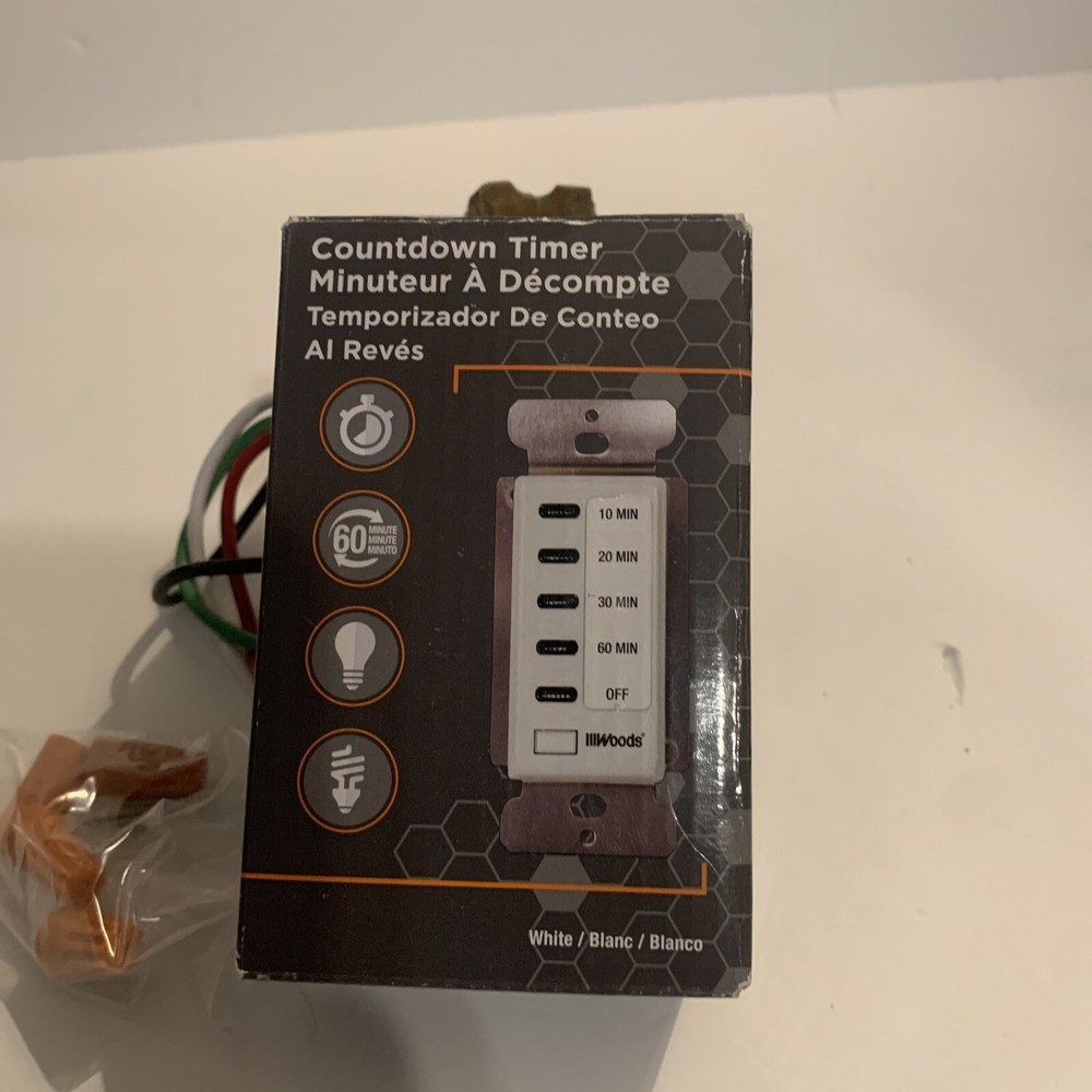 Woods 59008 In-Wall Digital Switch Timer, White NOB