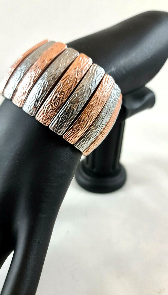 Retro Stretch Bracelet Copper/ Silver Tones