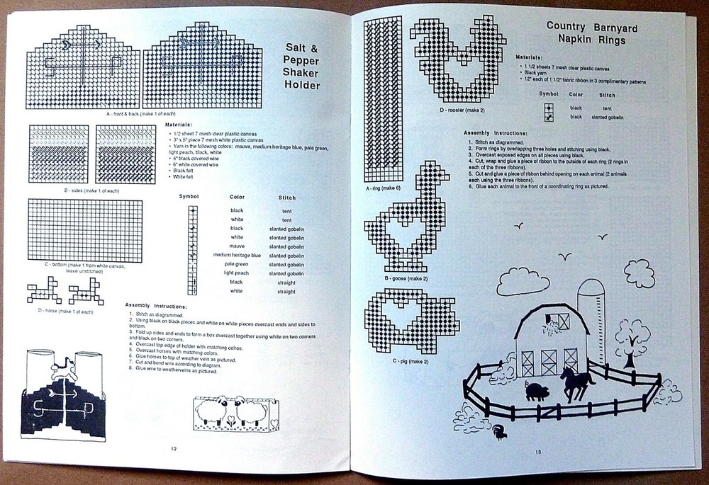 Plastic Canvas Barnyard Kitchen Decor - 13 Patterns - 1989