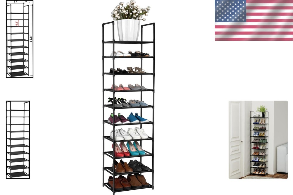 Freestanding 10-Tier Shoe Rack - Lightweight, Durable & Space-Efficient Storage