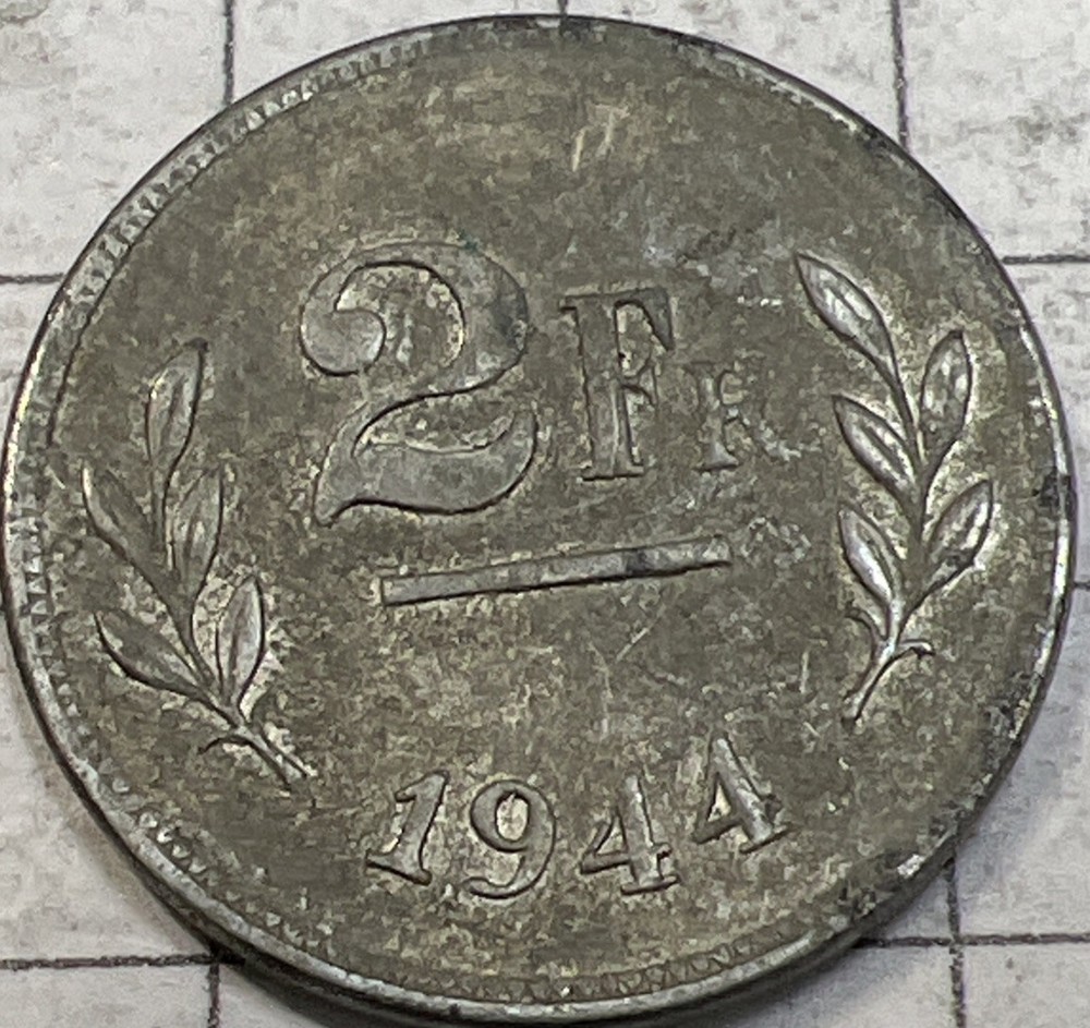 1944 Belgium 2 Franc Coin