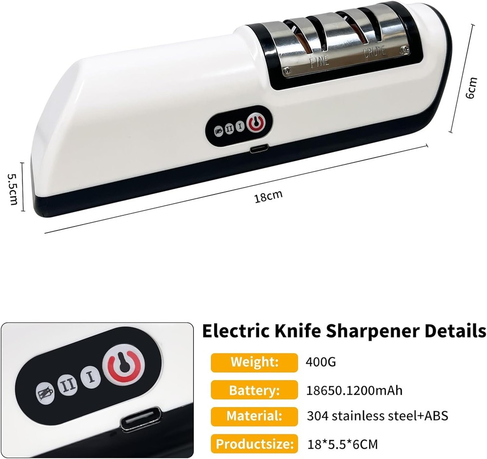 Electric Knife Sharpener with 20° Auto Angle Guide | 2-Stage Diamond Sharpening
