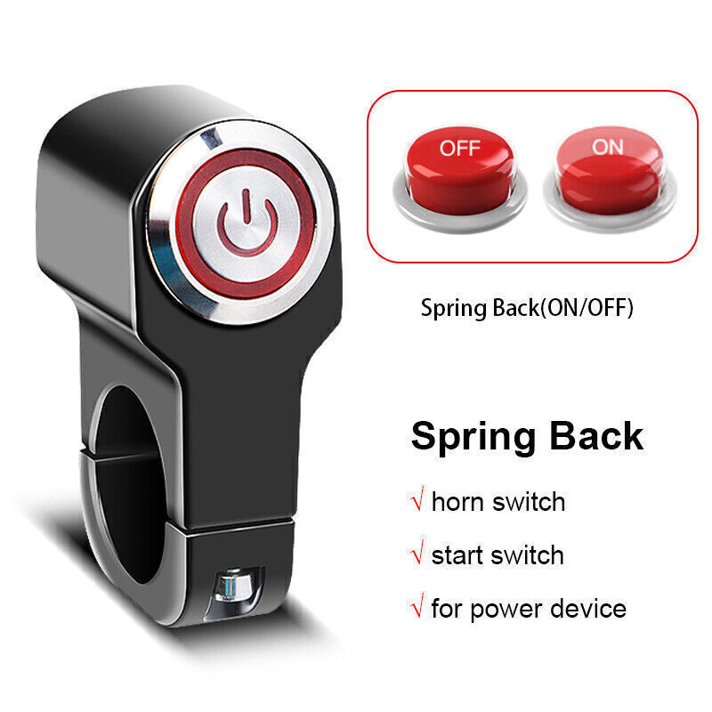 US Motorcycle ATV Handlebar Control Start Switch Momentary Horn Push Button 7/8"