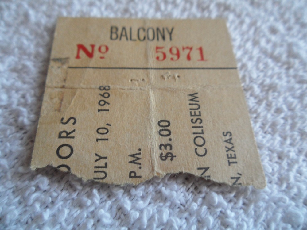 THE DOORS Original__1968__CONCERT TICKET STUB__Houston Coliseum