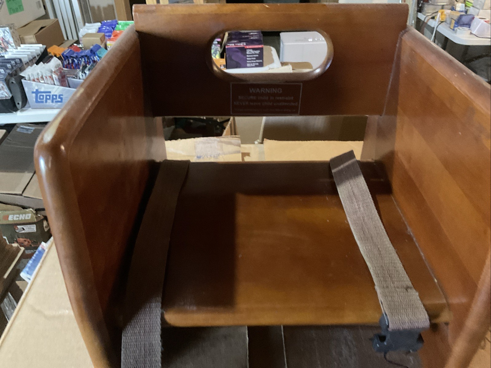 Restaurant Children Booster Seat in Mahogany Wood Finish Commercial USED Read