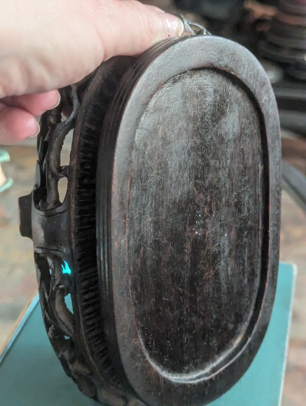 Vintage Chinese Carved Openwork Wood Display Stand Vase Base