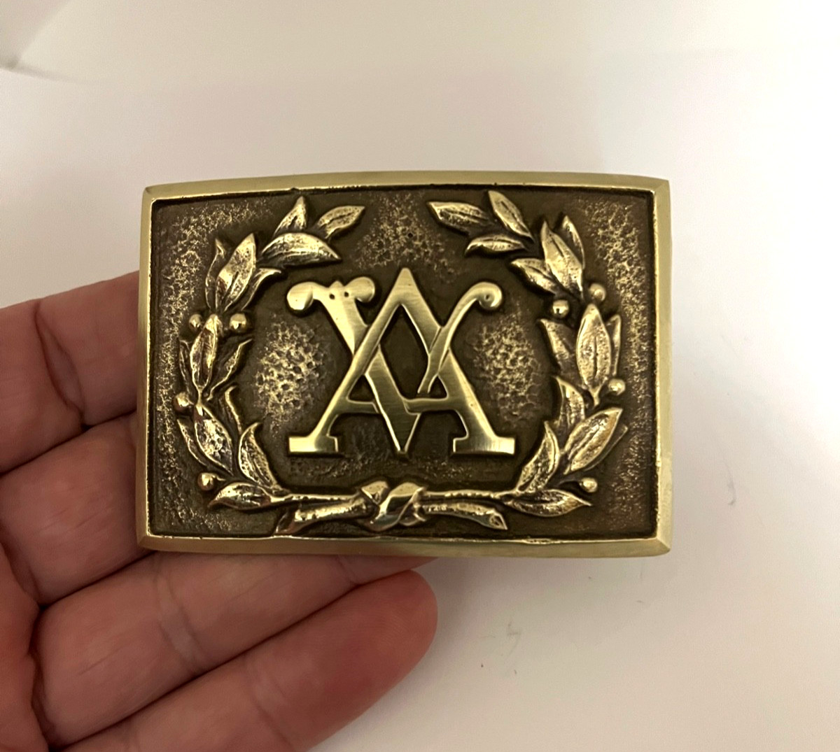 Virginia Belt Plate Script VA. 1861-1865 Reproduction Solid Brass Modern Back