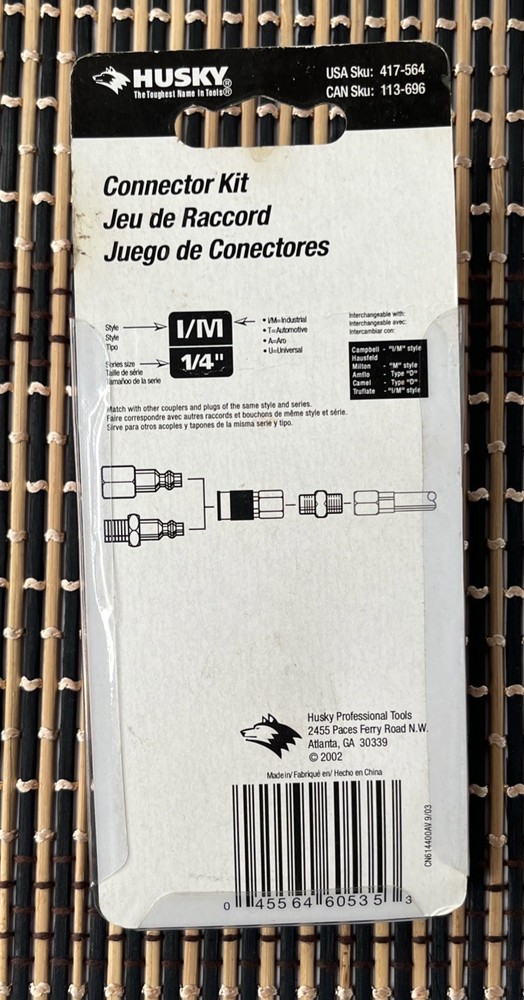 Husky 4-piece Quick Connect Kit 1/4” Industrial
