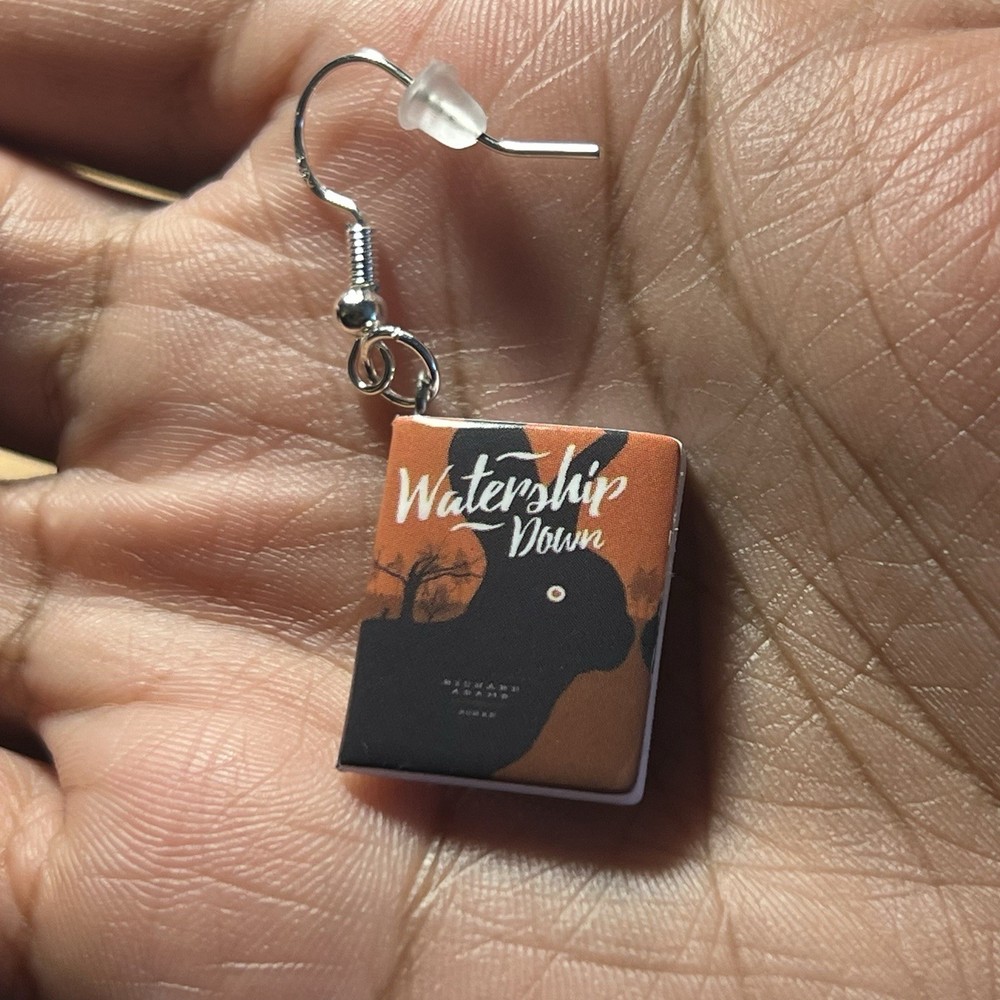 “Watership Down” Handmade Mini Book Dangle Earrings