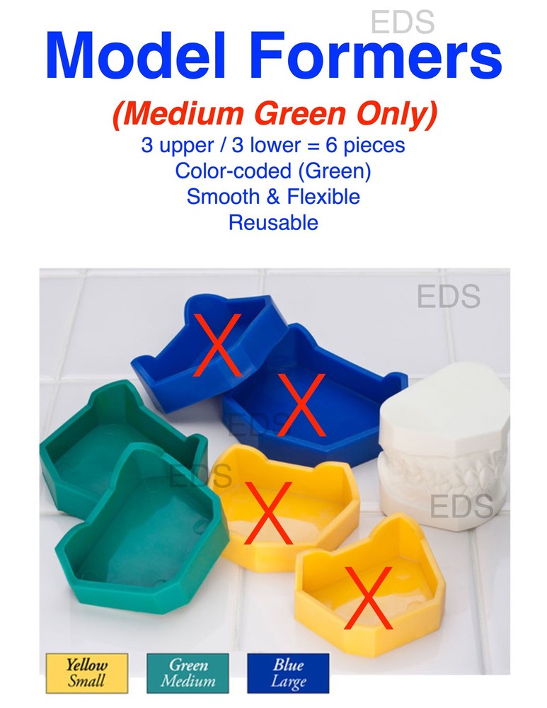 Dental Lab Model Formers  (Medium- Green) kit 3 upper & 3 lower