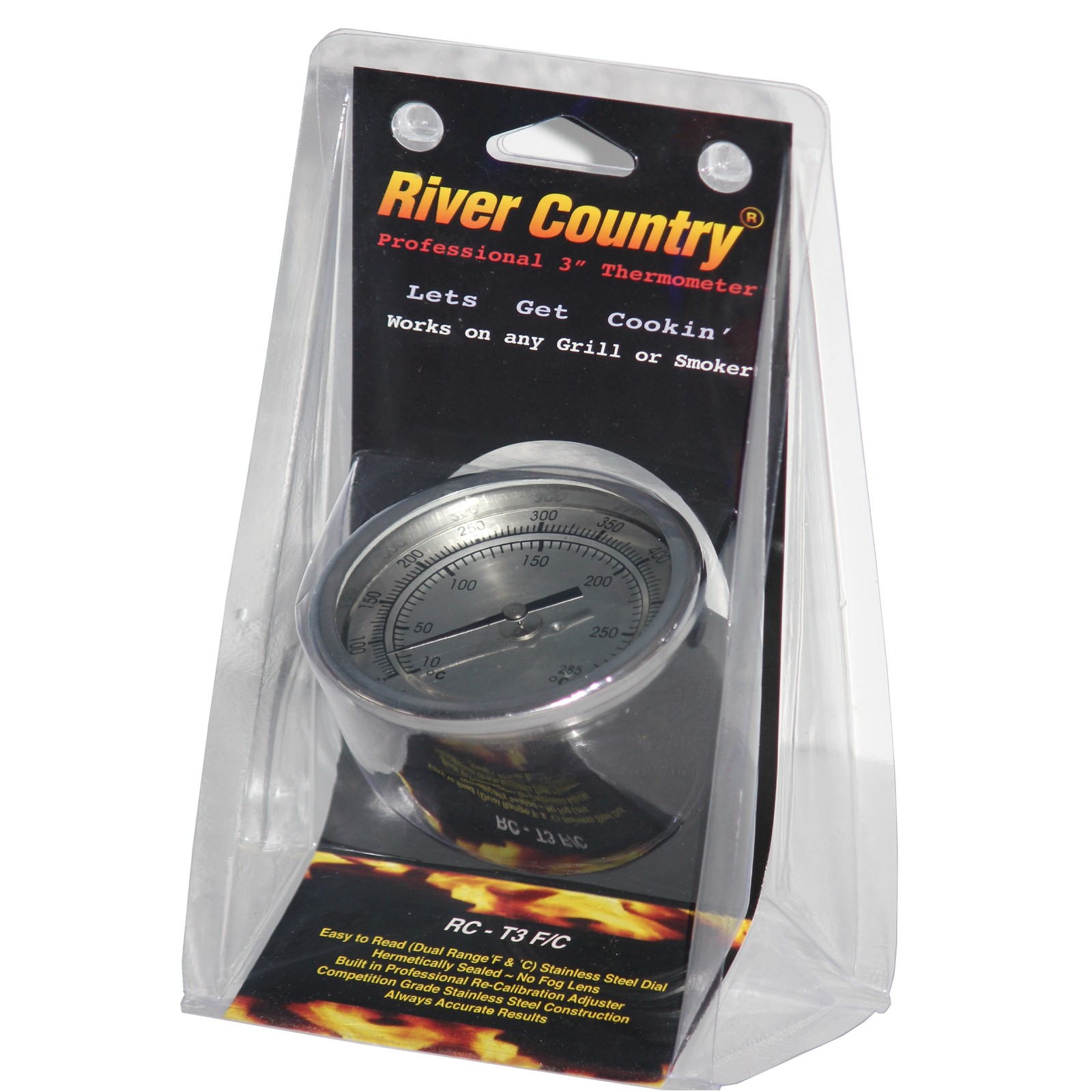 3" RIVER COUNTRY RC-T3FC BBQ CHARCOAL GAS ELECTRIC GRILL SMOKER PIT THERMOMETER