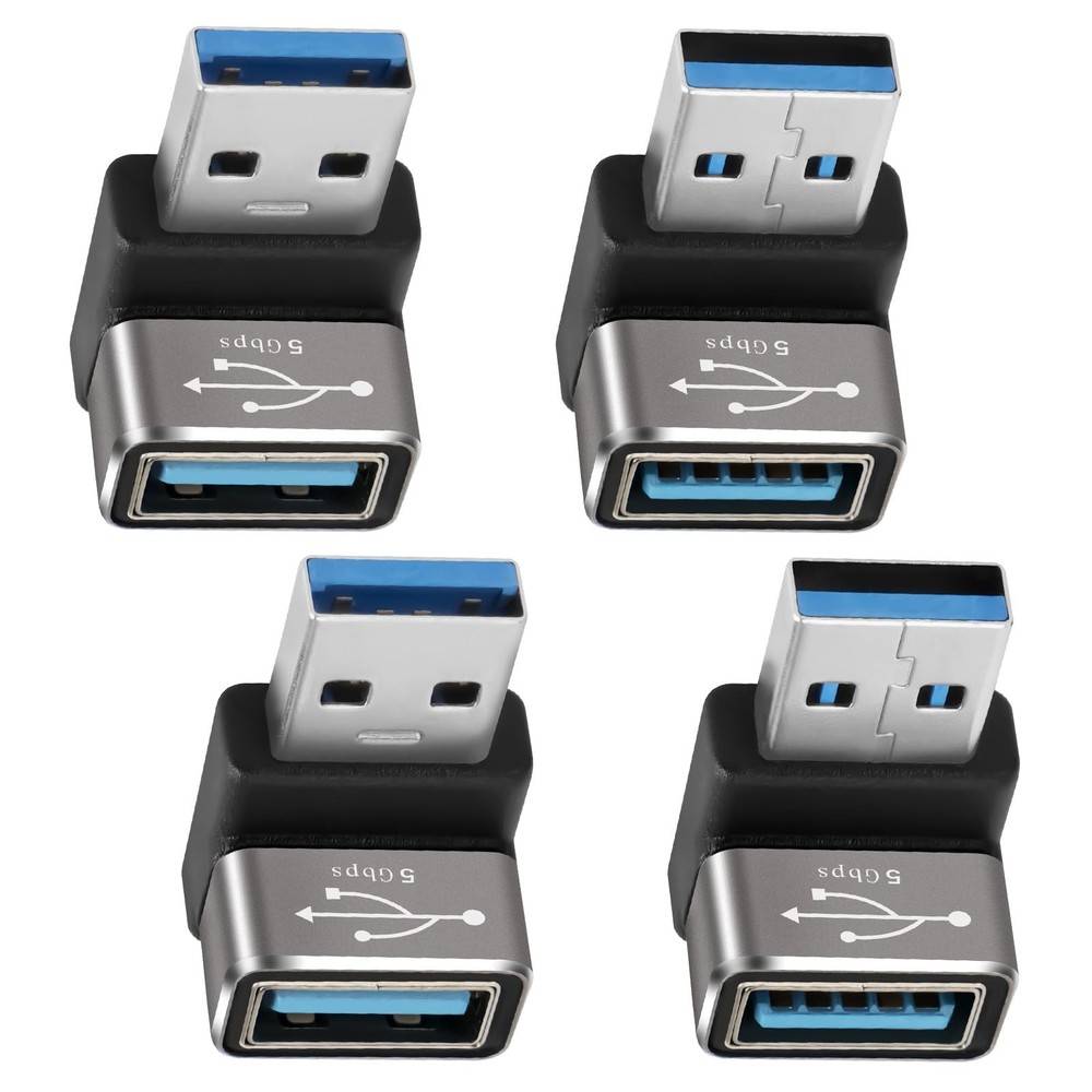 90 Degree USB 3.0 Adapter 4 Pack, (Up and Down) 4 Up Down Angle