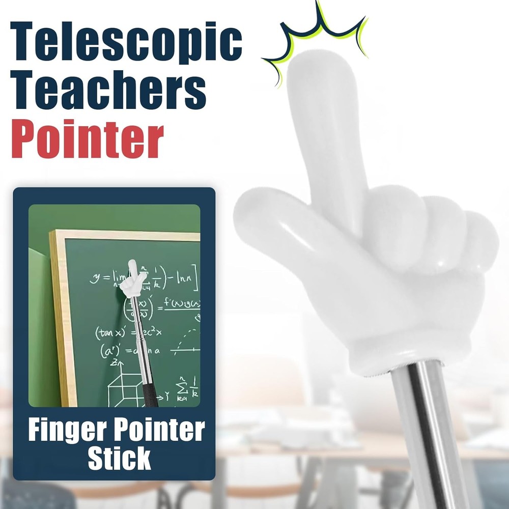 2 Pack Telescoping Teachers Pointer - Versatile Retractable Hand Black