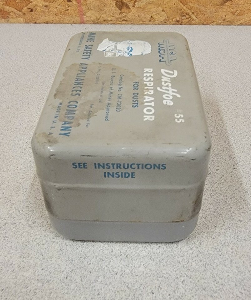 Vintage MSA Dustfoe # 55 Empty Metal Box . Mining Decor