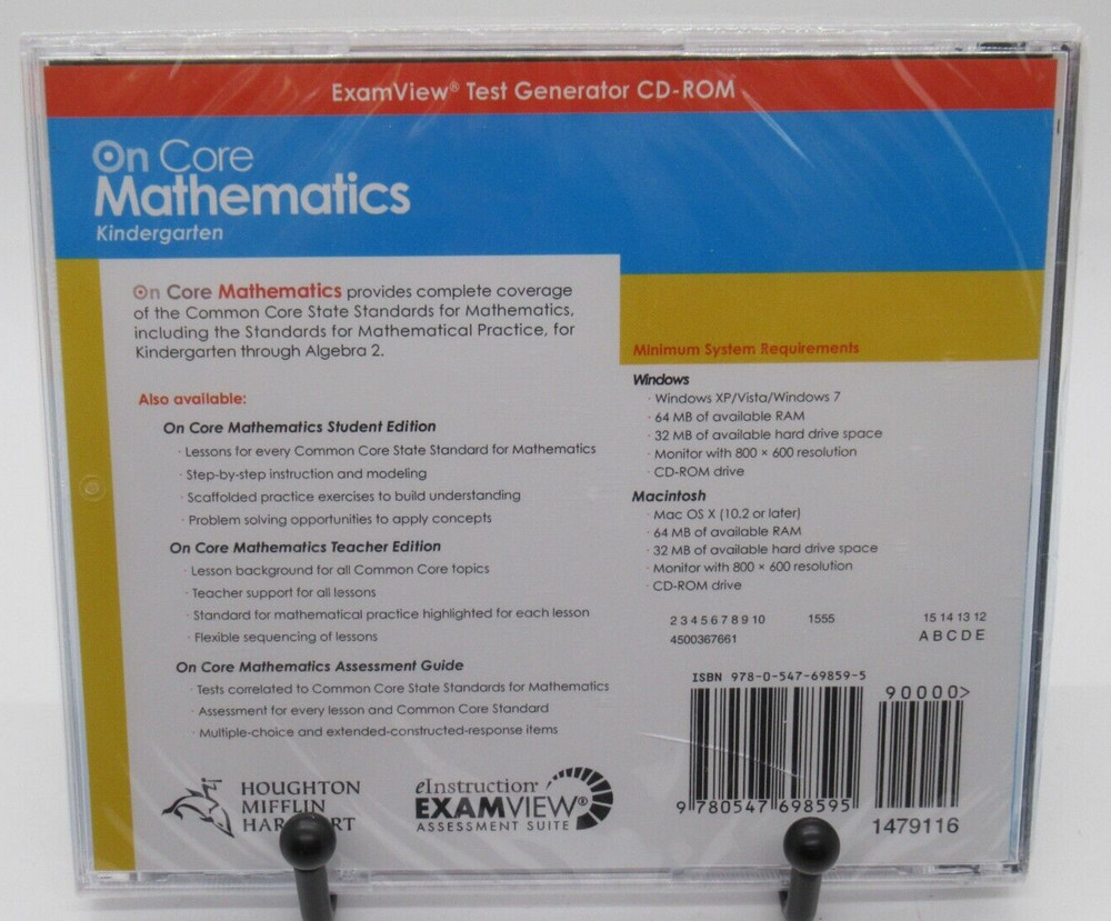 ON CORE MATHEMATICS: KINDERGARTEN PC CD-ROM, EXAMVIEW TEST GENERATOR, HARCOURT
