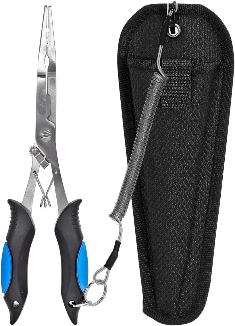 Fishing Pliers Stainless Steel Long Nose Hook Remover with Sheath and...