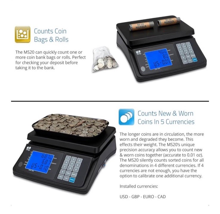 ZZap MS20 Coin Counting Scale