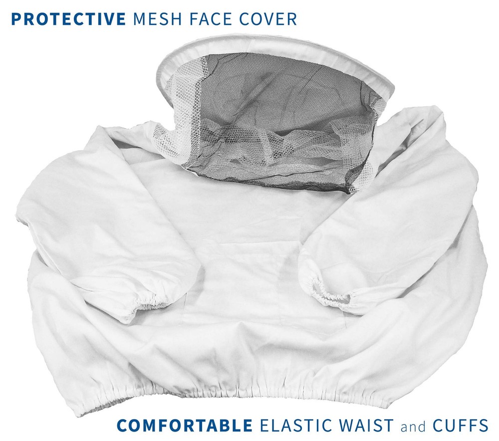 Professional White Medium Beekeeping Suit, Jacket, Pull Over, Smock with Veil...