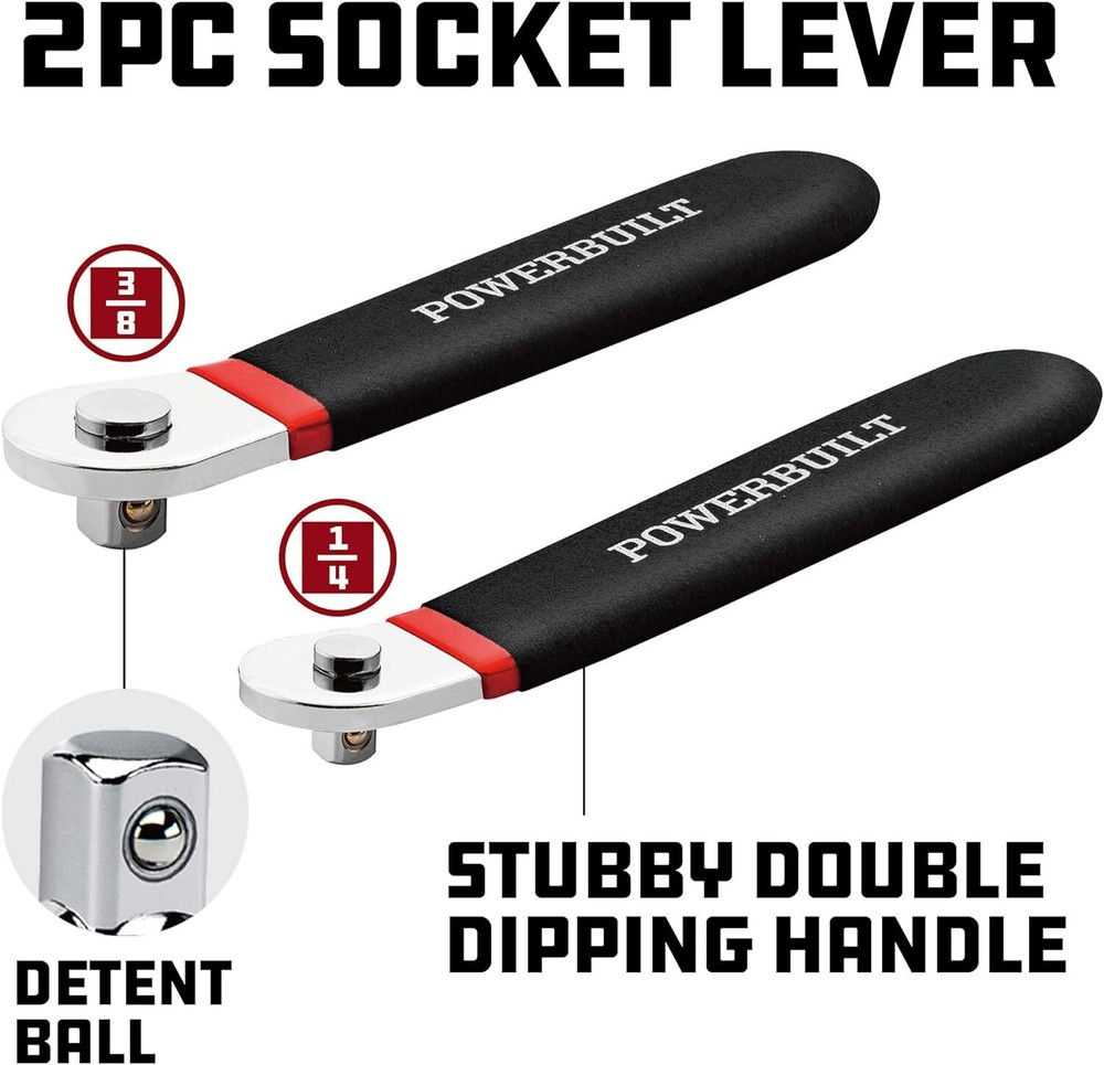 2-Piece Low Profile Socket Levers, 1/4" & 3/8" Drive, Non-Ratcheting