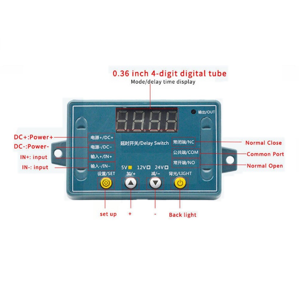 2pcs DC 5V 10A Adjustable Time Delay Relay Module LED Digital Timer Switch Case