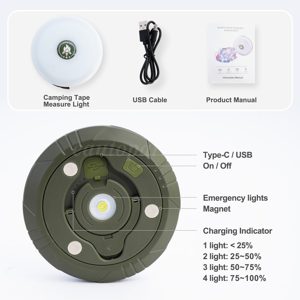 10M Magnetic Waterproof Portable Retractable Camping String Lightsic