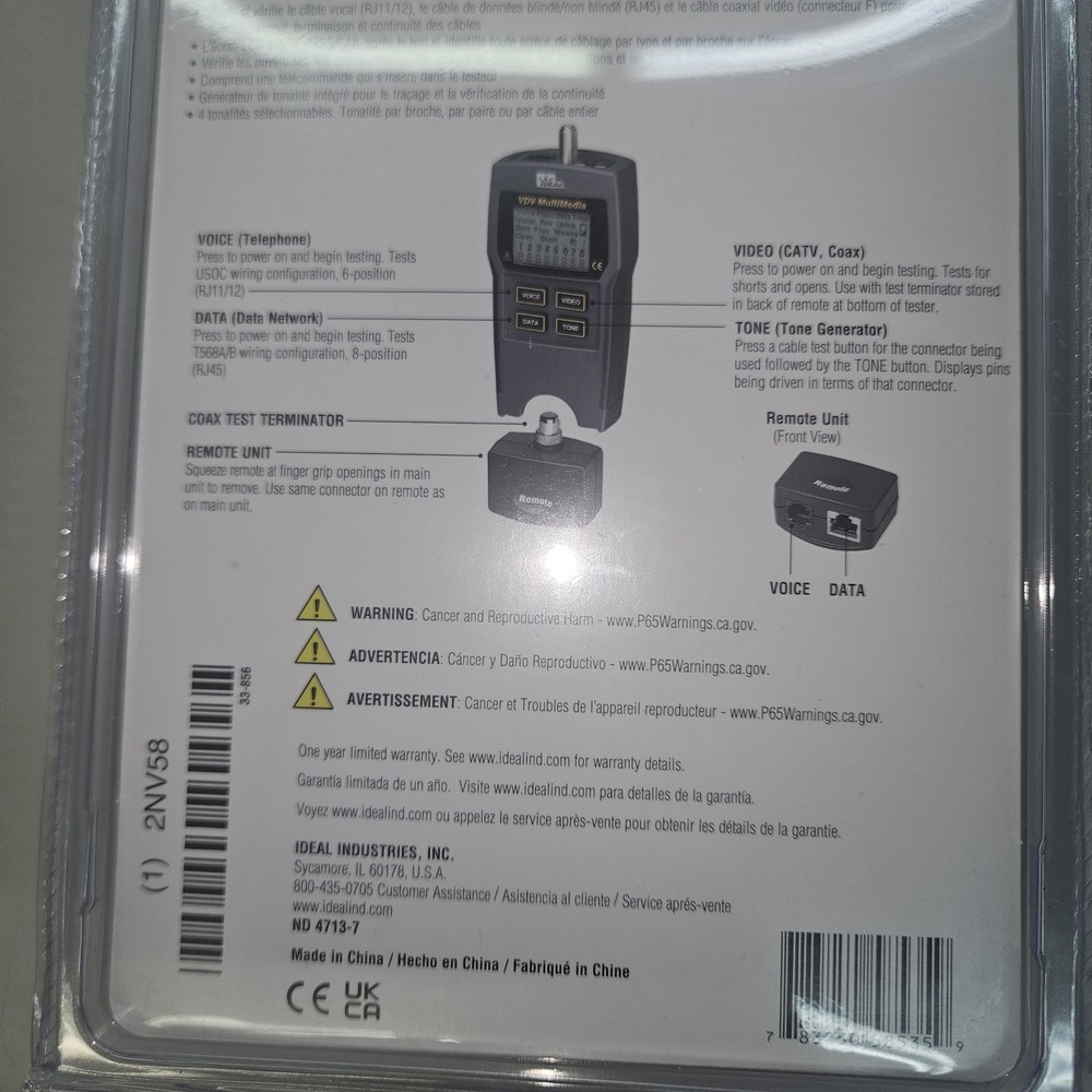 IDEAL #33-856 VDV Multimedia Cable Tester-NEW