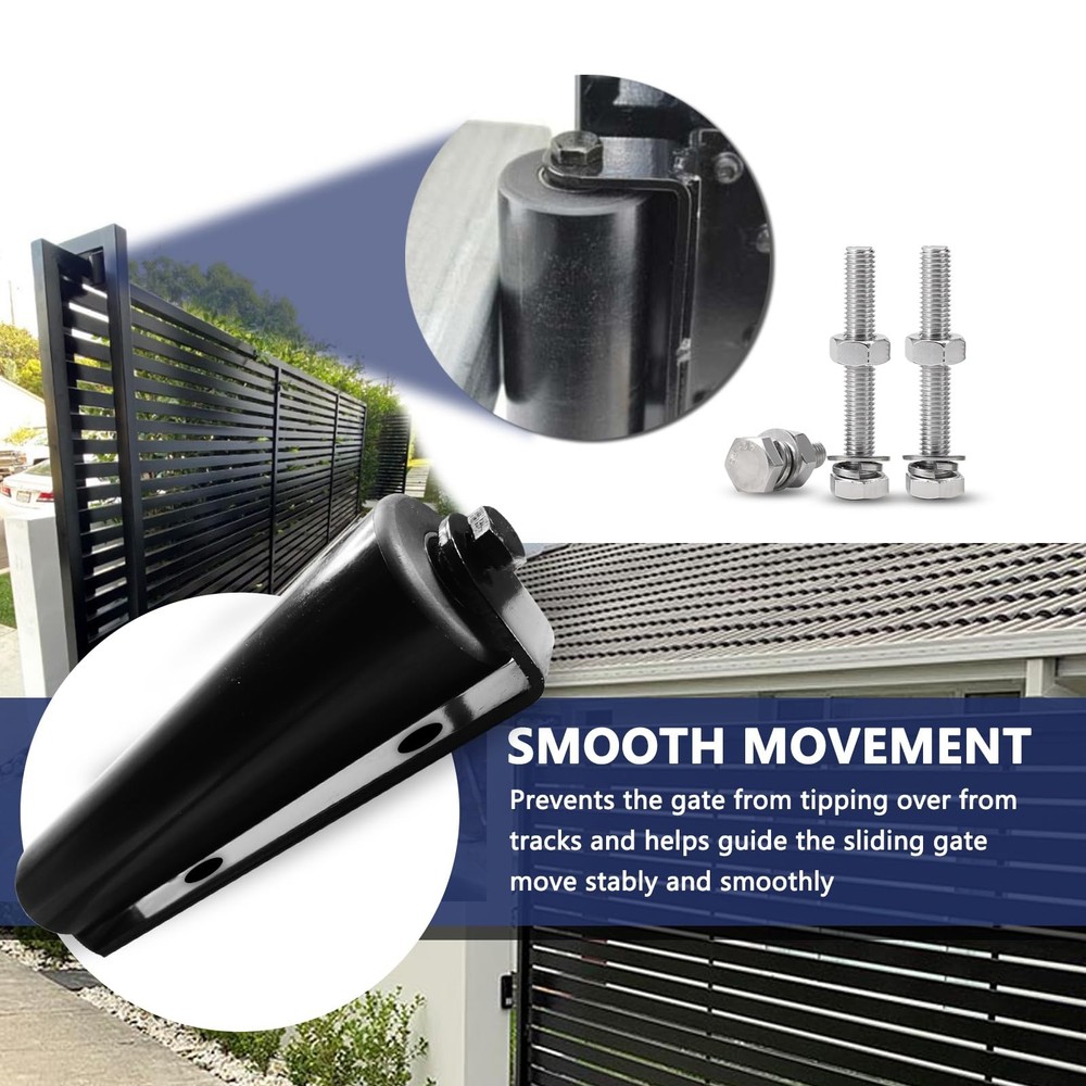 Single Slide Gate Guide Roller with C Post Welded Bracket, Hard Nylon Sliding...
