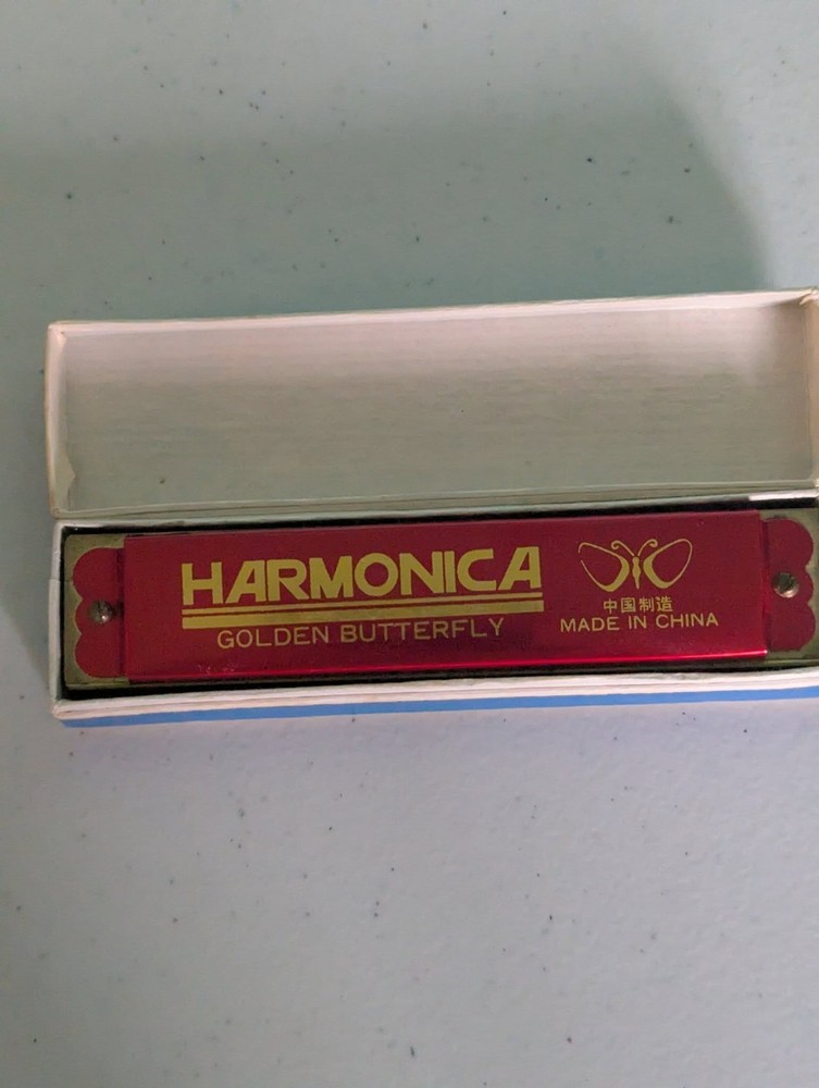 Harmonica with Box Golden Butterfly