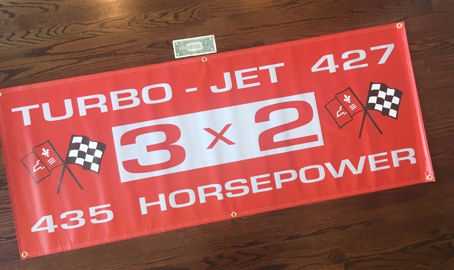 CORVETTE 427 TRI-POWER ENGINE Garage Banner Sign (Large 2'x5')