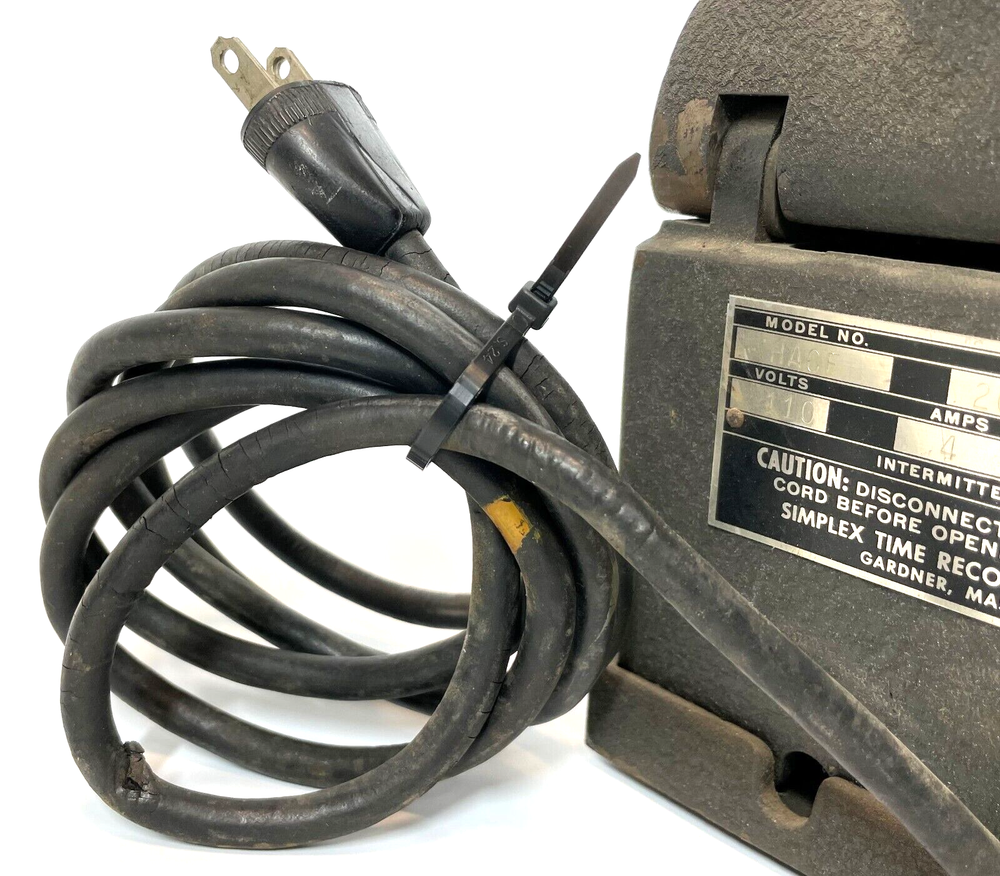 Vintage 1950s SIMPLEX Time Clock Model HACF 110V 4A