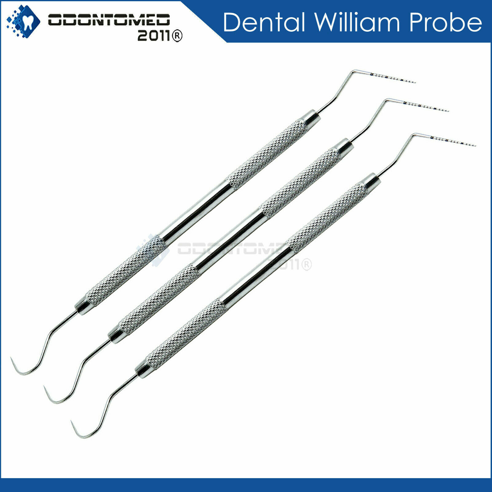 3 pieces Perio Probe William Probes Color Coded Dental Periodontal Instruments