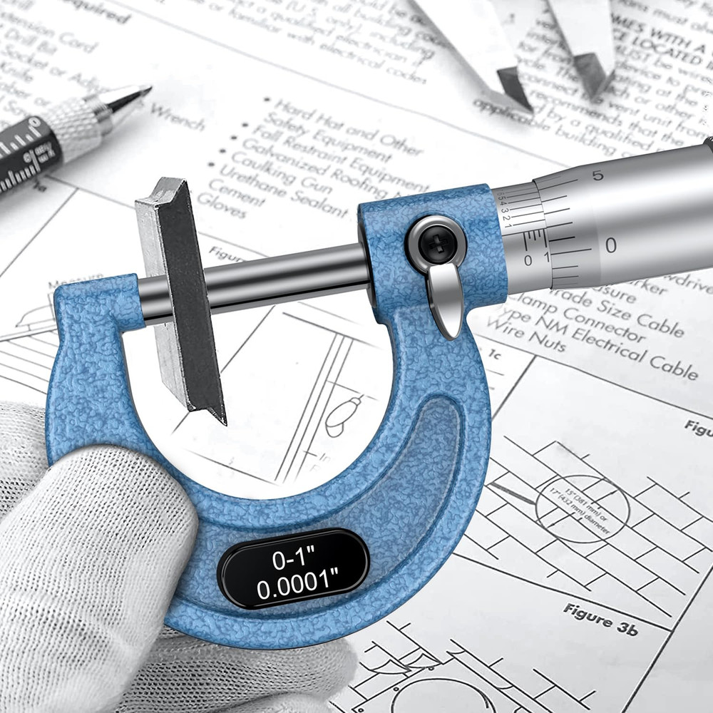 Precision Outside Micrometer Set, 0-1", 0.0001" Graduation with Case