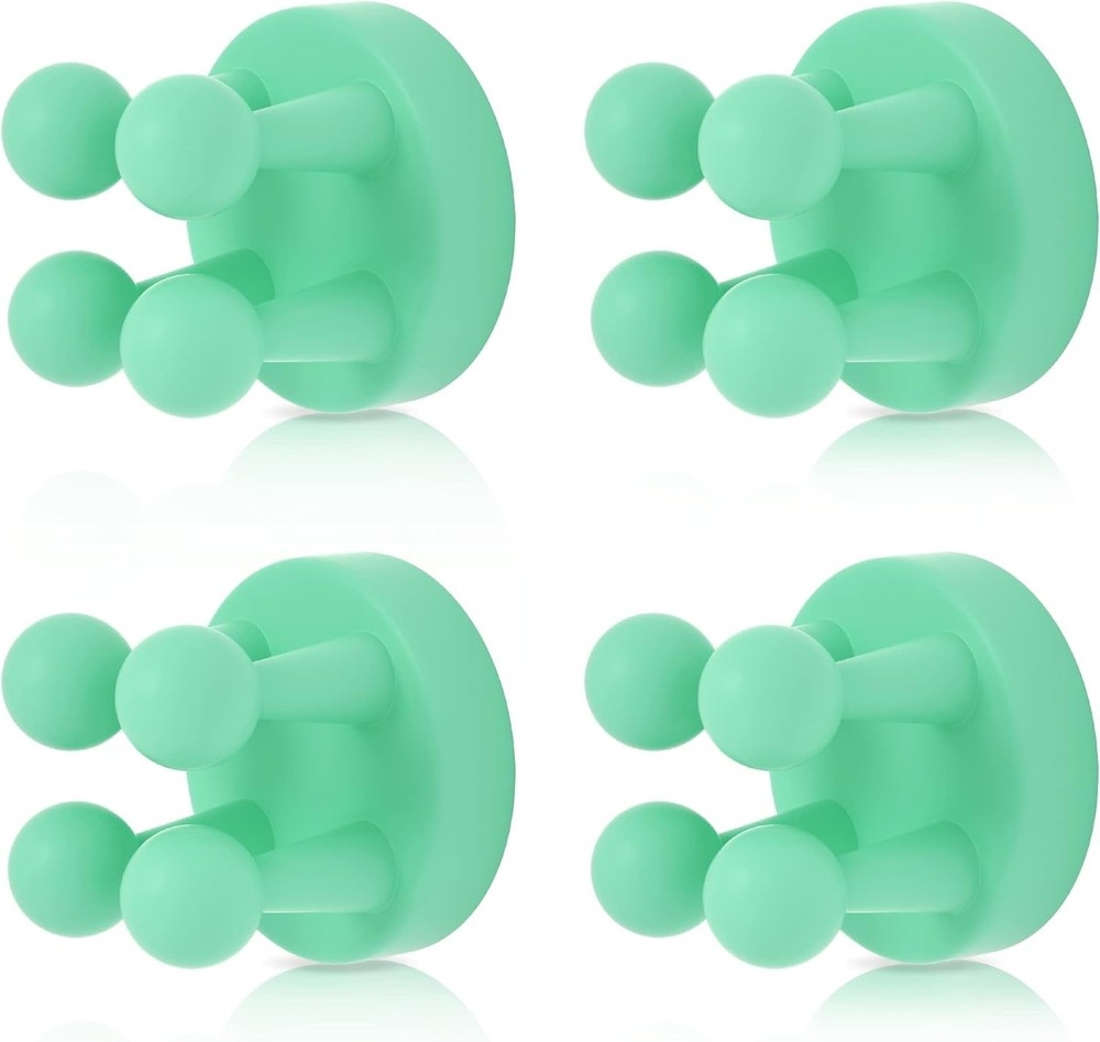 XoYoZo 4 pcs Silicone Toothbrush Holder Multi-Function Hook Waterproof Green