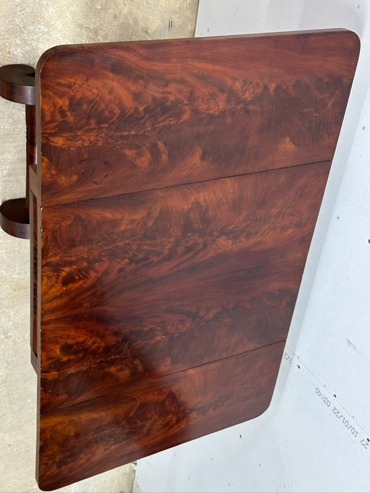 antique flame mahogany table empire classical drop leaf work night stand