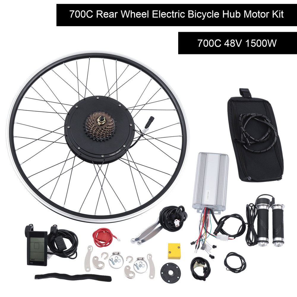 Ebike 48V 1500W Waterproof Conversion kit Rear Motor Wheel 700C LCD Display